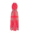 Sandro Womens Rouges Bandana-print Halterneck Cotton Maxi Dress In Red