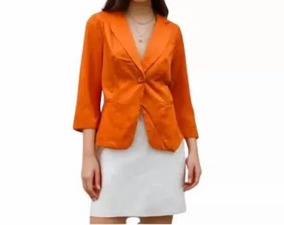 Sandro Cotton Blend Blazer In Orange