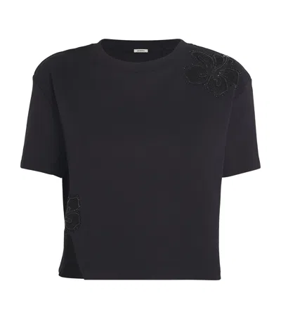 Sandro Cotton-blend Embellished T-shirt In Black