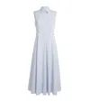 Sandro Womens Bleus Stripe-print Embroidered Stretch-cotton Maxi Dress In Blue
