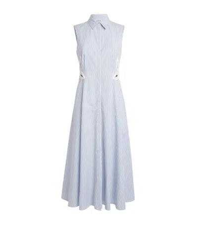 SANDRO COTTON-BLEND EMBROIDERED MIDI DRESS