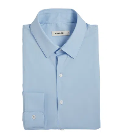 Sandro Cotton-blend Point-collar Shirt In Blue