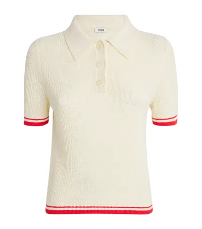 Sandro Cotton-blend Polo-neck Sweater In Neutral