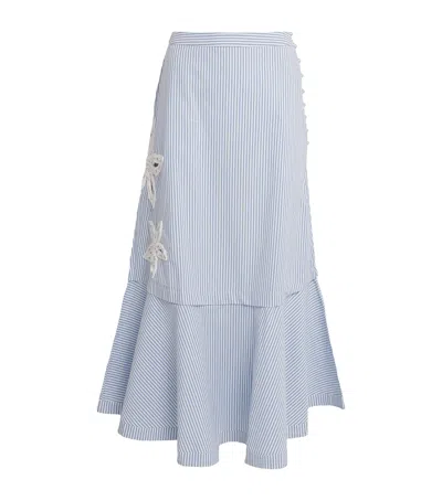 Sandro Cotton-blend Stripe Midi Skirt