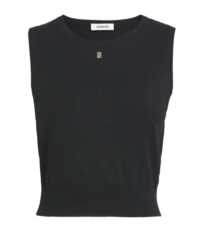 Sandro Cotton-blend Tank Top In Black