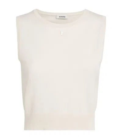 Sandro Cotton-blend Tank Top In White