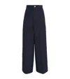 Sandro Cotton-blend Wide-leg Trousers In Blue