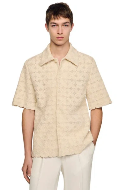 Sandro Cotton Broderie Anglaise Shirt In Neutral