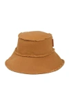 Sandro Cotton Bucket Hat In Camel