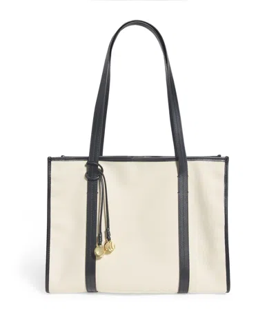 Sandro Cotton Canvas Tote Bag In Beige