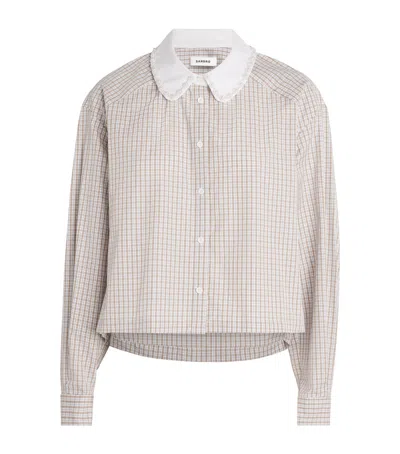 Sandro Cotton Check Embellished Shirt In Neutral