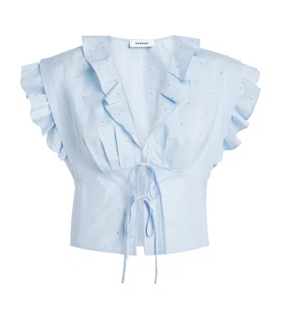 SANDRO COTTON CRYSTAL CROP TOP