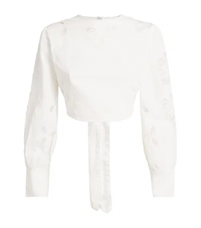 Sandro Cotton Embellished Cropped Blouse