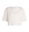 Sandro Cotton Embellished T-shirt In Beige