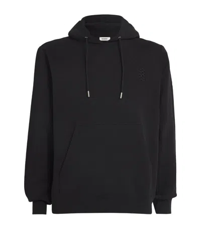 Sandro Cotton Embroidered Hoodie In Black