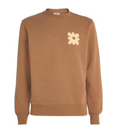 Sandro Cotton Flower Patch Sweater In Nut