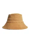 Sandro Cotton Frayed Bucket Hat In Beige