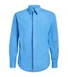 Sandro Cotton Hidden Shirt In Blue