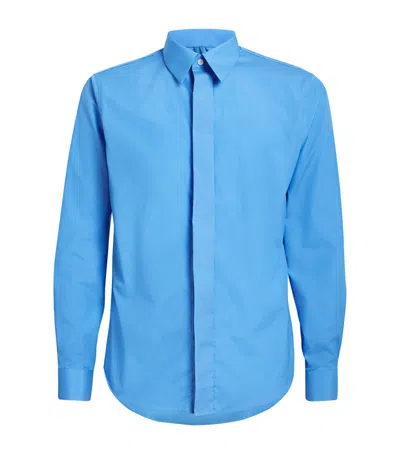 Sandro Cotton Hidden Shirt In Blue