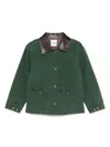 Sandro Womens Dark Green Contrast-collar Button-down Cotton Jacket In Green