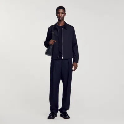 Sandro Cotton Jacket In Blue