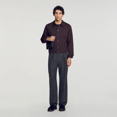 Sandro Cotton Jacket In Brown