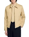 Sandro Cotton Twill Zip Jacket In Light Sand