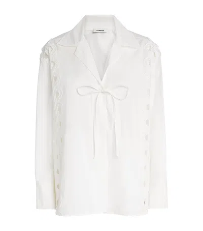 SANDRO COTTON LACE-TRIM BLOUSE
