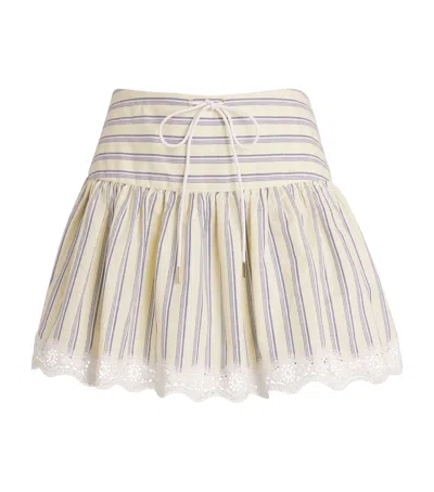 Sandro Cotton-linen Stripe Skort In Beige