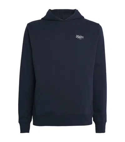 Sandro Cotton Logo Atelier Hoodie In Blue