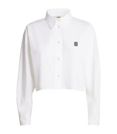 Sandro Kim Cotton Crop Button-up Shirt In White