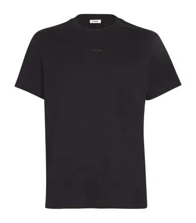 Sandro Cotton Logo T-shirt In Black