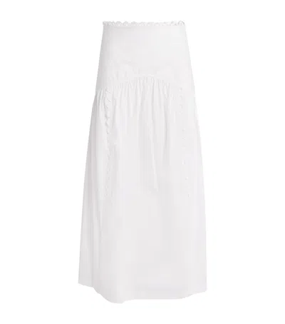 Sandro Cotton Midi Skirt In Beige