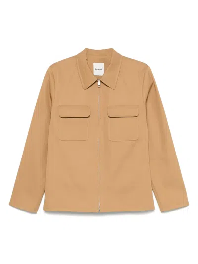Sandro Cotton Overshirt In Brown