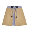 Sandro Cotton Panel-overlay Mini Skirt In Beige