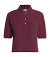 Sandro Womens Bordeaux Button-embellished Embroidered Cotton Polo Shirt In Red