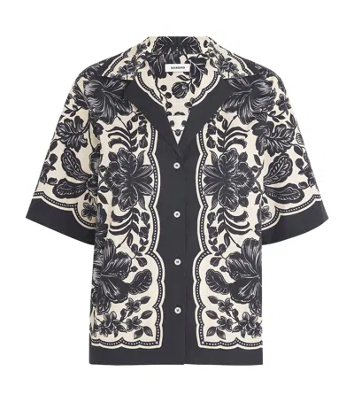 Sandro Cotton Print Shirt In Beige