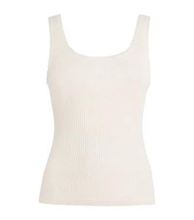Sandro Cotton Ribbed Tank Top In Beige
