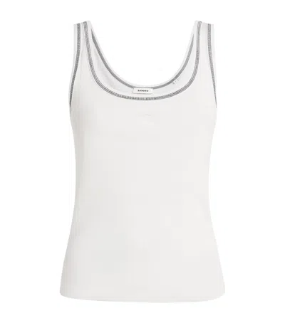 Sandro Cotton Ribbed Tank Top In Black