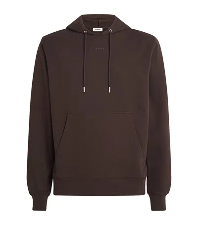 Sandro Cotton Rubberised Logo Hoodie In Brown