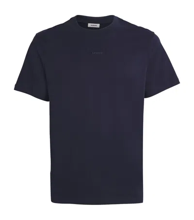 Sandro Cotton Rubberised Logo T-shirt In Blue