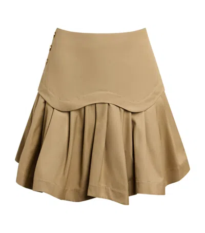 Sandro Cotton Ruffled Mini Skirt In Sand