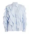 Sandro Cotton Ruffled Shirt In Blue