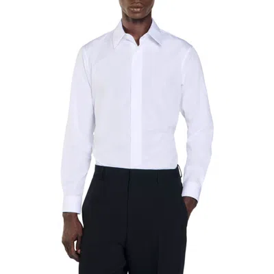 Sandro Chemise Long Sleeve Button Front Shirt In White