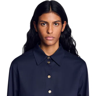 Sandro Cotton Shirt With Wide Cuffs In Transparent