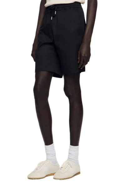 Sandro Cotton Shorts In Black