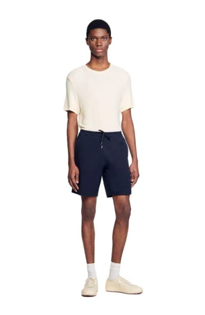 Sandro Cotton Shorts In Midnight Blue