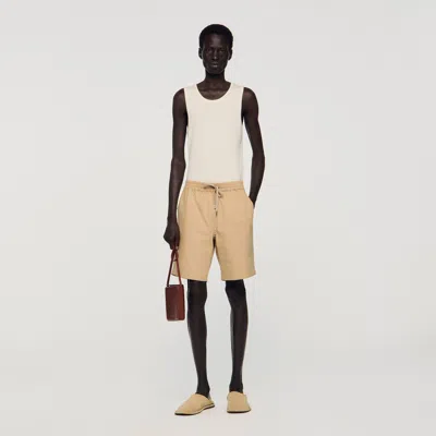 Sandro Cotton Shorts In Nude