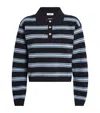 Sandro Womens Navy Blue Striped Long-sleeve Knitted Polo Sweater In Blue