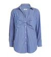 Sandro Cotton Stripe Bow Shirt In Blue